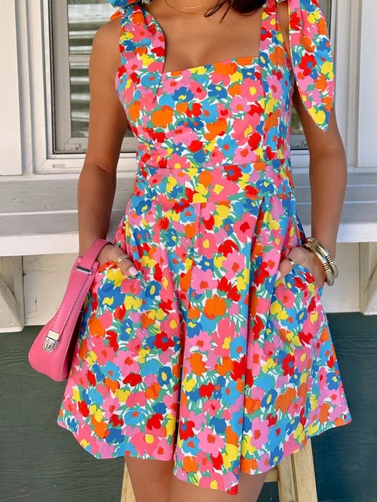 Show Me Your MuMu Dresses & Skirts - SHOW ME YOUR MUMU | Claire Mini Dress Bold Floral Tie | S